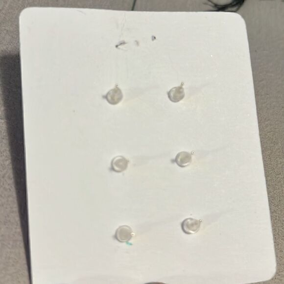 Opal Blue and White New Druzy Stud Earrings - Picture 4 of 4